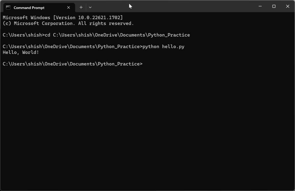 Python code run on Windows with Command Prompt