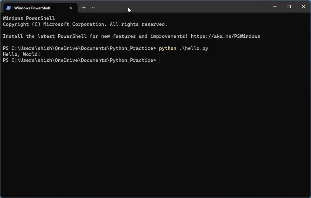 Python code run on Windows with Powershell