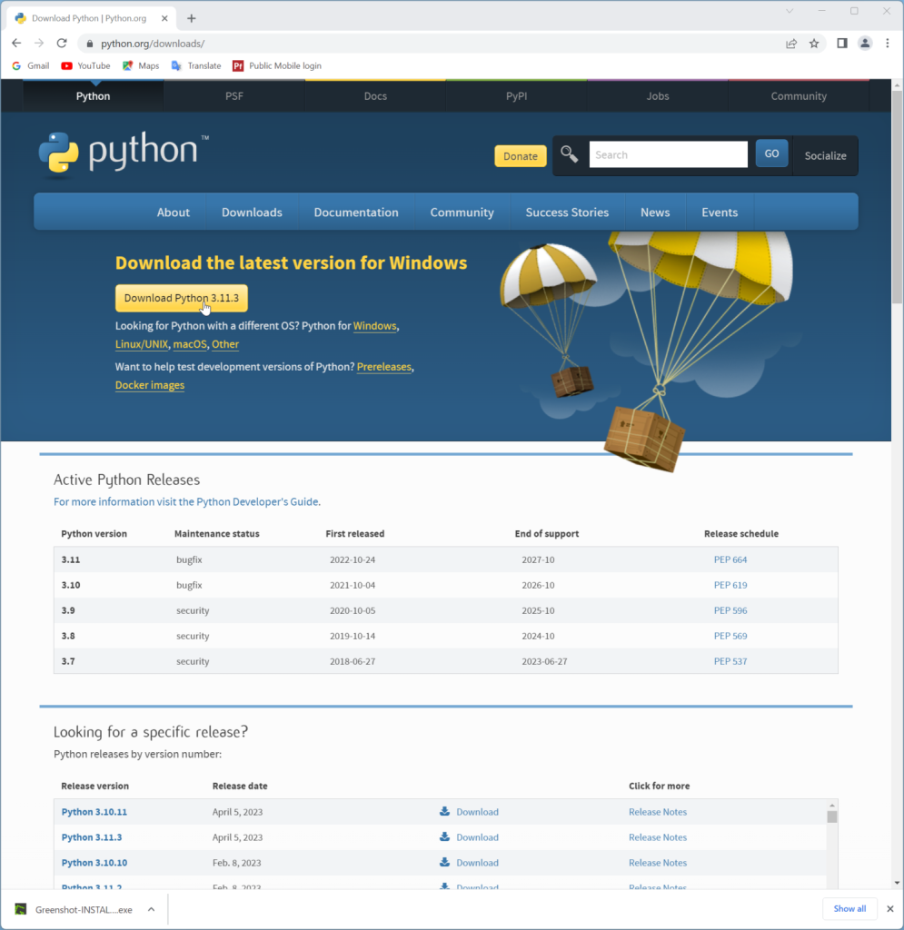 Download python page