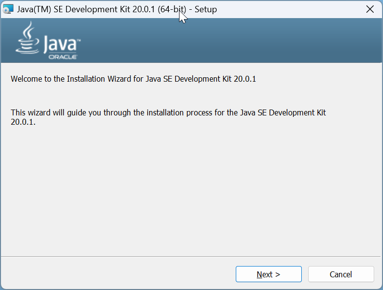 Click Next on "Java(TM) SE Development Kit xx.x.x (64-bit) - Setup" window
