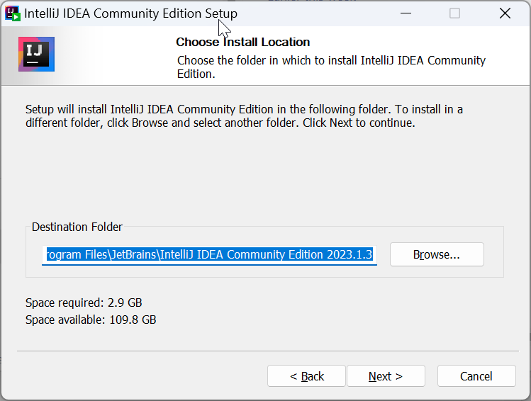 IntelliJ IDEA Community Edition Setup Window - Click Next