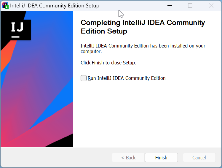 IntelliJ IDEA Community Edition Setup Window - installation is done