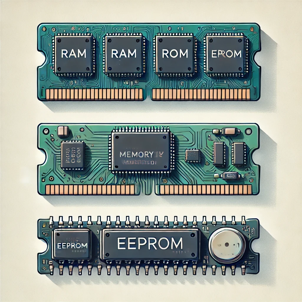 This is where electronic devices puts memory - RAM, ROM and EEPROM.